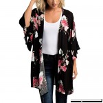 Corriee Womens Floral Print Kimono Summer Chiffon Cardigan Blouse Beachwear Outsuit Lightweight Breathable Cover ups Black B07MM2BN9M